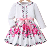Girls Floral Dress & Coat Set