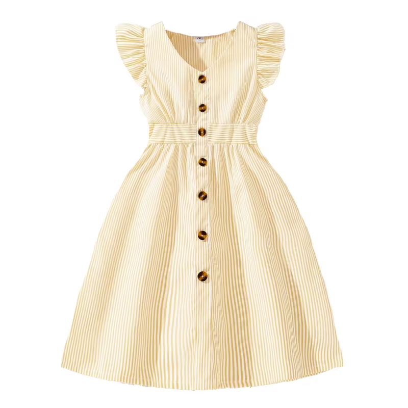Girls Summer Striped Ruffle Dress
